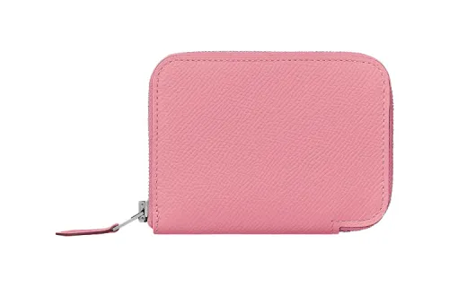 HERMES Cow Leather Wallet Mini Women's Coated Praline Powder