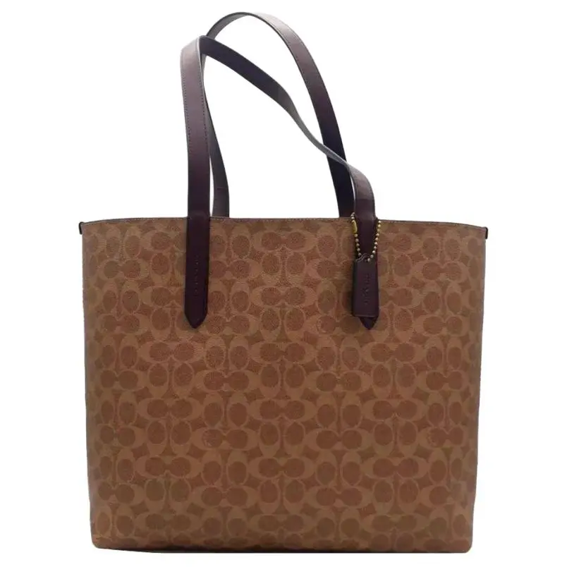 COACH Coated Canvas Tote Shoulder Bags Women's Dark Khaki
