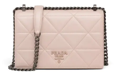 PRADA Spectrum Magnetic Closure Soft Sheep Leather Shoulder Bag Women's Water Lily Color