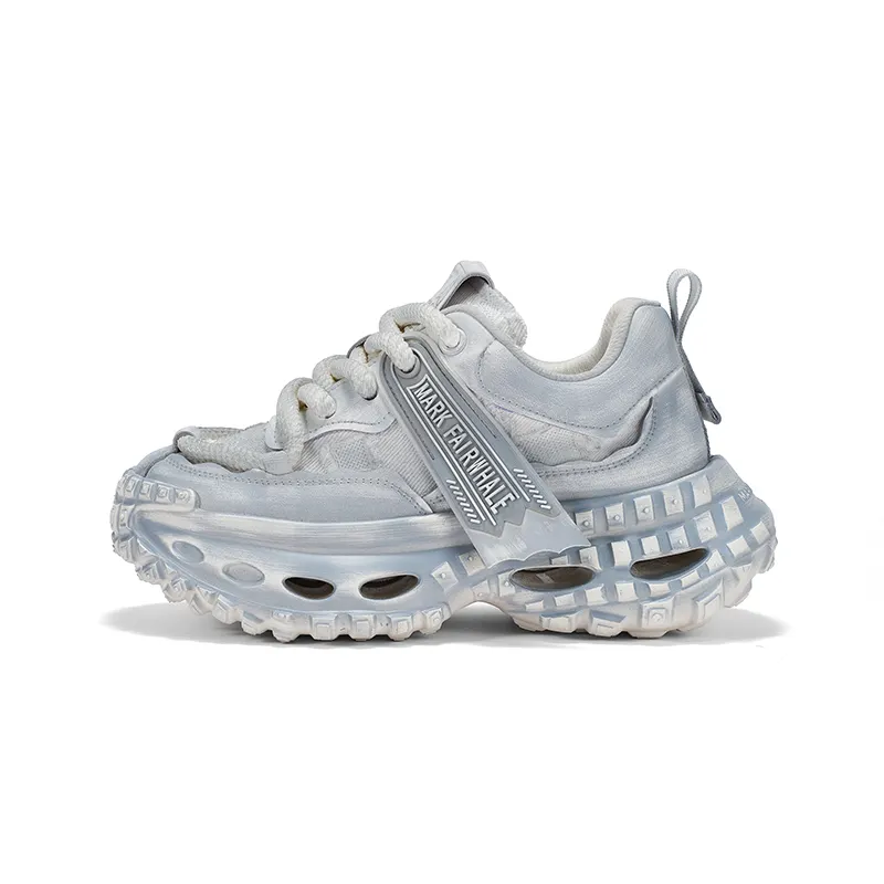 FAIRWHALE Blue Dragon Flower Celadon Chunky Sneakers Unisex