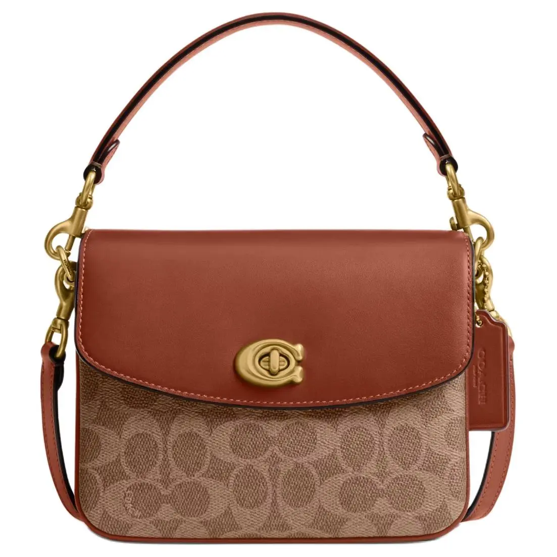 COACH Cassie Coated Canvas With Calfskin Handbag Small Women's Red