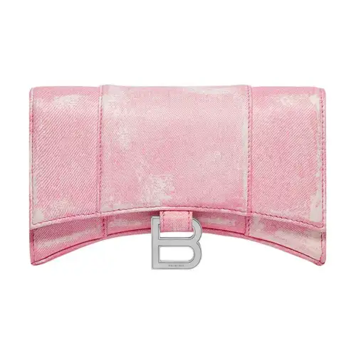 Balenciaga Hourglass Denim Lambskin Hourglass Bag, Shoulder Bag, Crossbody Bag, Wallet Women's Pink