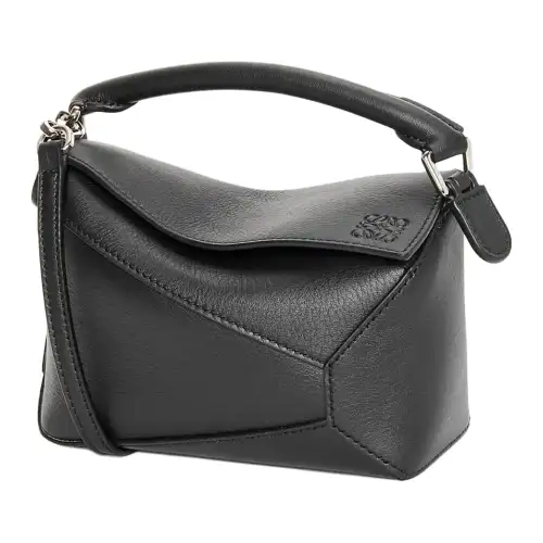LOEWE Puzzle Cow Leather Handbag, Shoulder Bag, Crossbody Bag Mini Women's Black