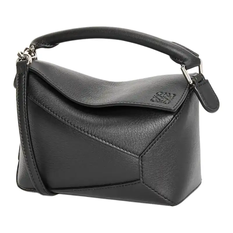 LOEWE Puzzle Cow Leather Handbag, Shoulder Bag, Crossbody Bag Mini Women's Black