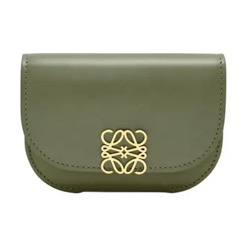 LOEWE Goya Casual Smooth Cow Leather Card Holder Women's Avocado Green