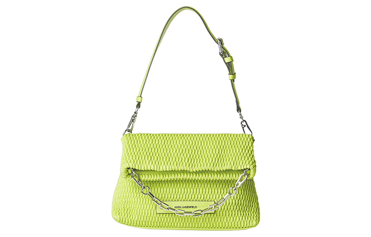 Adjustable removable folding design straps, polyurethane green one-shoulder bag