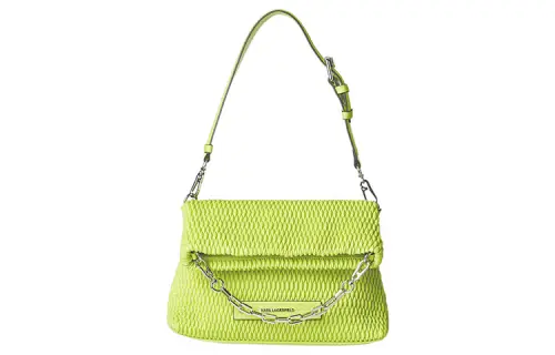 Adjustable removable folding design straps, polyurethane green one-shoulder bag