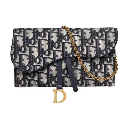 DIOR Saddle Cow Leather Combo Bag, Saddle Bag, Handheld Shoulder Bag, Crossbody Bag, Wallet Women's Denim Blue