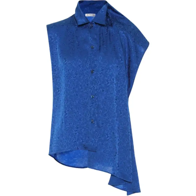 Balenciaga Shirts Women's Blue Lapel Moderate Shirt
