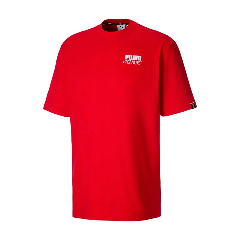 PUMA X KOCHÉ Sports Bra T-Shirts Men's Red Crew Neck Moderate Straight Fit