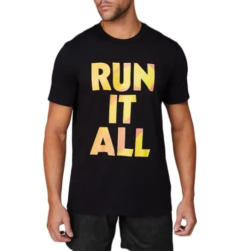 ASICS RUN IT ALL T Shirts Men's Black Crew Neck Moderate Straight Fit