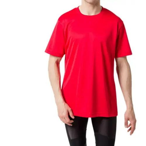 ASICS T Shirts Men's Red Crew Neck Moderate Straight Fit