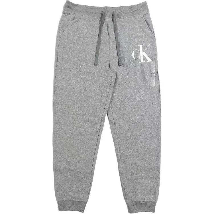 CALVIN KLEIN Solid Color Mid Rise Elastic Cuff Loose Fit Thickened And Fleece Lined Casual Pants Men's