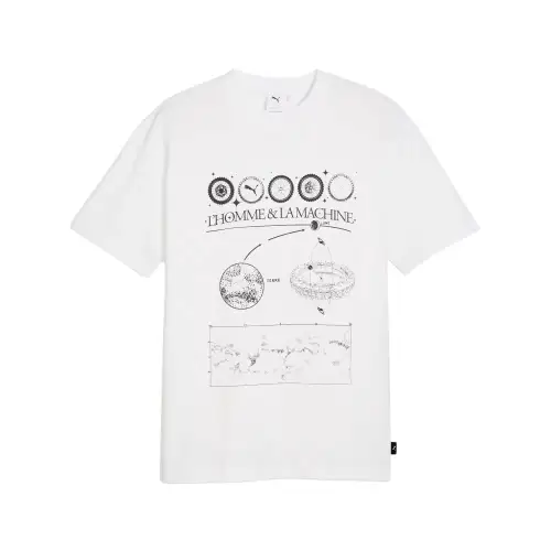 PUMA GRAPHICS T Shirts Men's White Crew Neck Moderate Straight Fit
