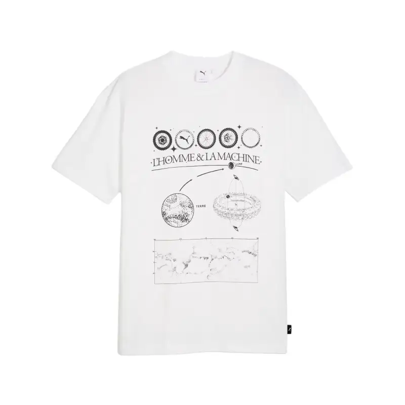 PUMA GRAPHICS T Shirts Men's White Crew Neck Moderate Straight Fit