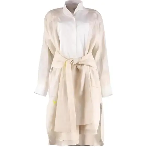 LOEWE Long Sleeved Dresses Women's Ecru Square Collar Moderate Mid Length