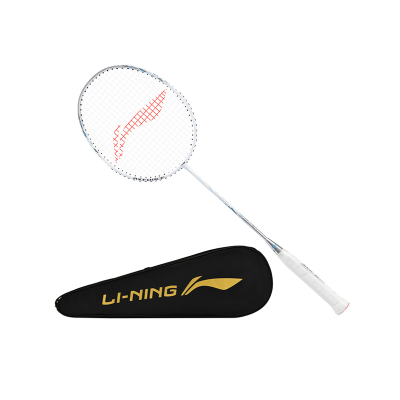 LiNing Thunder 9 Carbon Aluminum Badminton Rackets Offensive Type Heavy Head, Stiff Shaft Entry level White Silver Gray