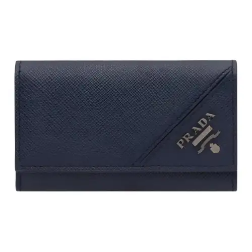 PRADA Saffiano Leather Key Pouch Men's Blue