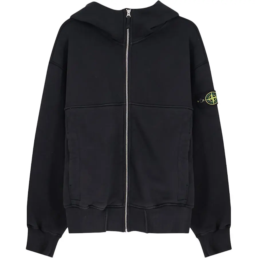 Stone Island logo-patch zip-up hoodie