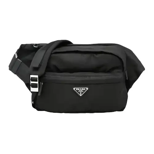 PRADA Crossbody Bag Fabric Sling Bag Men's Black