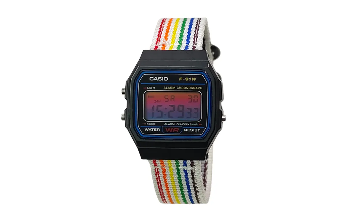 CASIO Custom Collection Quartz Movement Nylon Strap Watch Men's Watches Black Dial