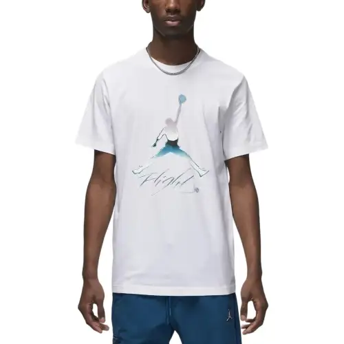 Jordan T Shirts Men's White Crew Neck Moderate Straight Fit