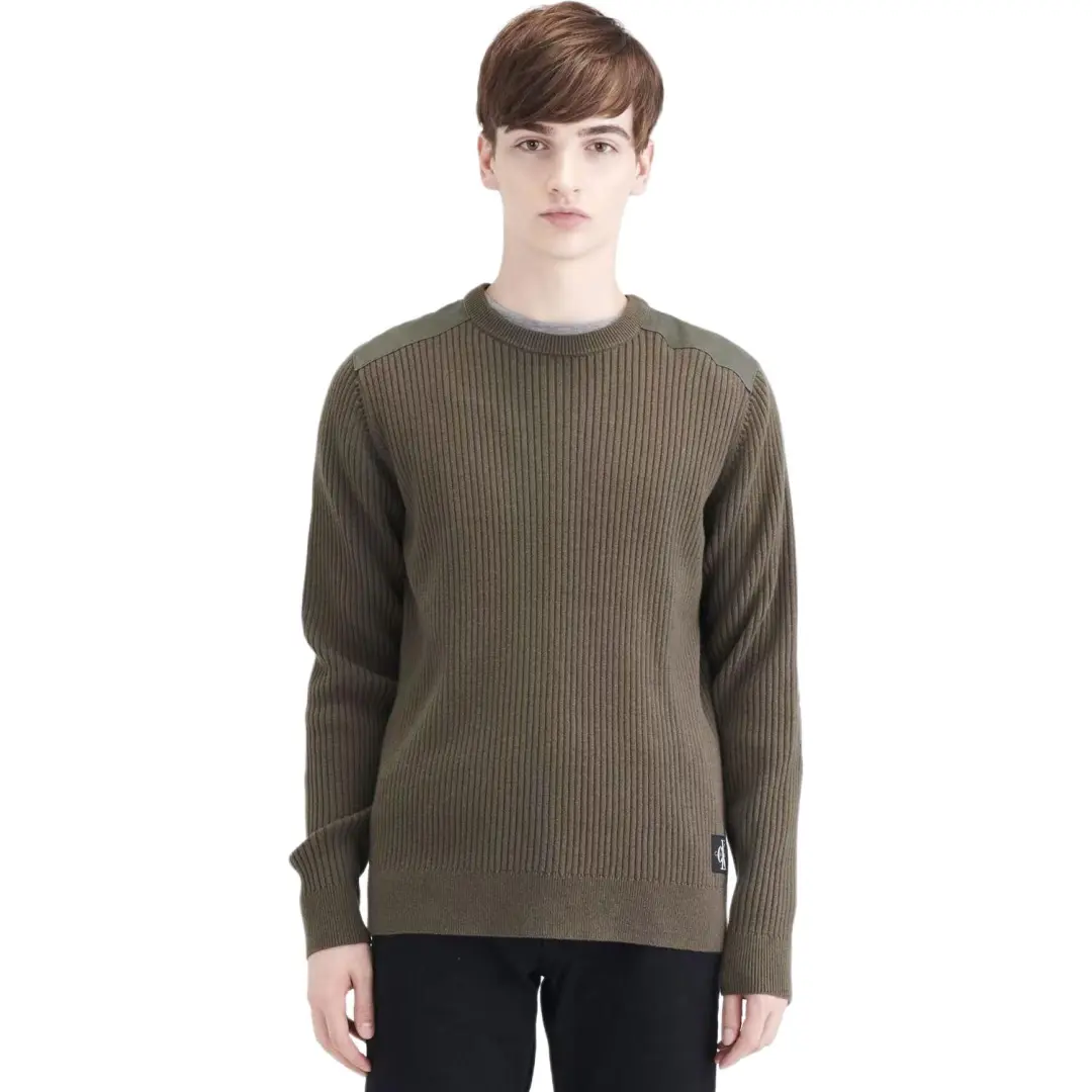 Calvin Klein Sweaters Men's Khaki Crew Neck Moderate