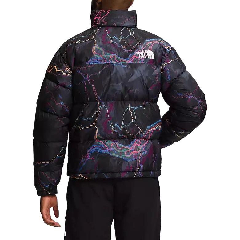 Мужской пуховик The North Face 1996 Nuptse 700 (черный с принтом) — фото 5