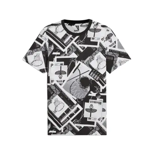 PUMA T Shirts Men's Black Crew Neck Moderate Straight Fit