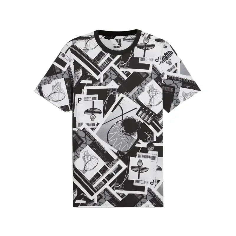 PUMA T Shirts Men's Black Crew Neck Moderate Straight Fit