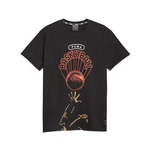 PUMA Basketball Collection T Shirts Men's Black Crew Neck Moderate Straight Fit