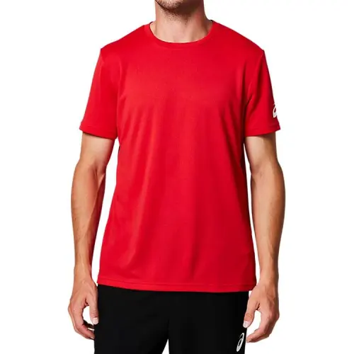 ASICS T Shirts Unisex Red Crew Neck Moderate Straight Fit