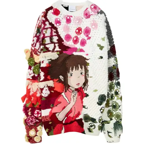 LOEWE x QIANYUQIANXUN SS22 Loose Fit Sweater Women's Multicolor
