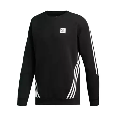 Adidas Originals Insley ST CREW Fleece Lined Stripes Pullover Sweatshirt Unisex Black
