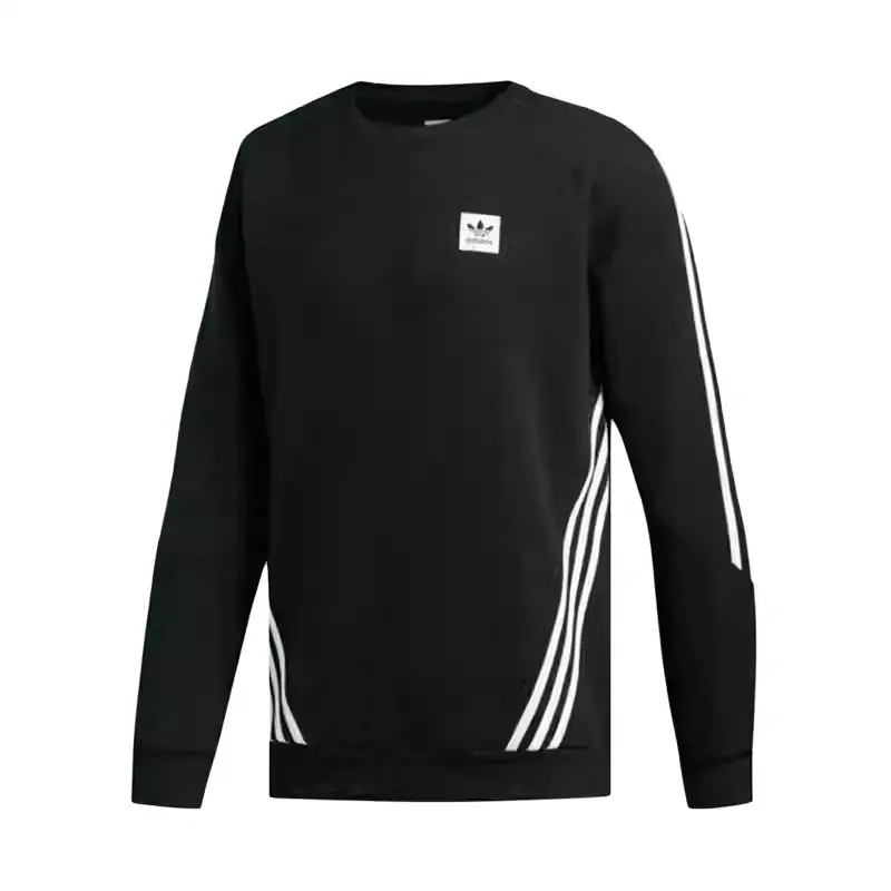 Adidas Originals Insley ST CREW Fleece Lined Stripes Pullover Sweatshirt Unisex Black