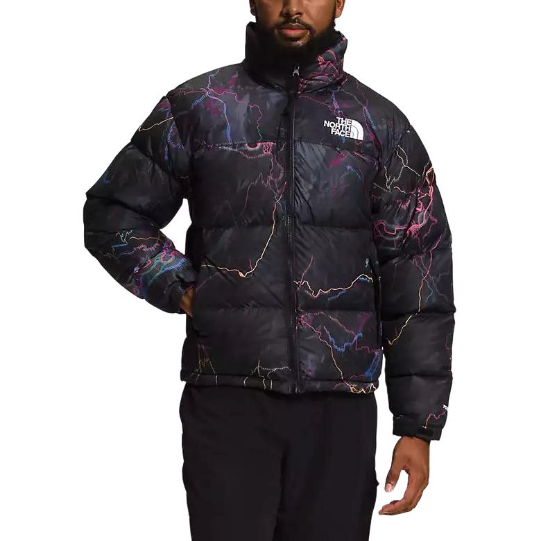 Мужской пуховик The North Face 1996 Nuptse 700 (черный с принтом) — фото 4