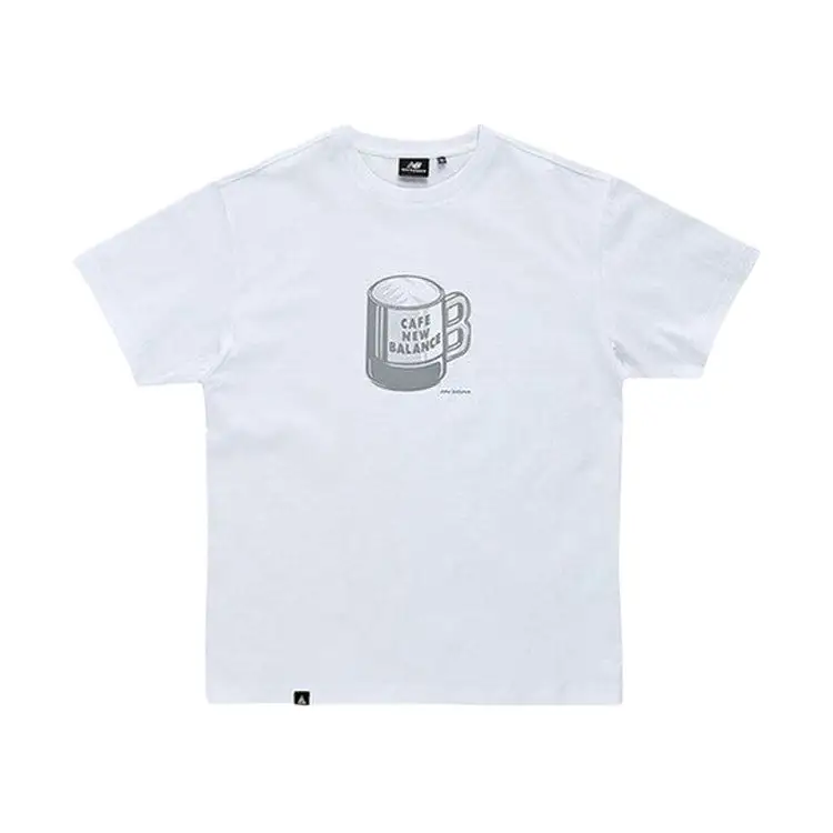 New Balance T Shirts Men's White Crew Neck Moderate Straight Fit