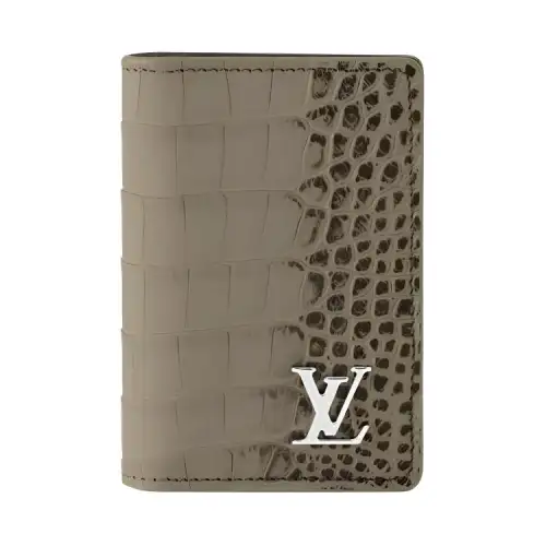LOUIS VUITTON Crocodile Leather Wallet Men's Olive Green