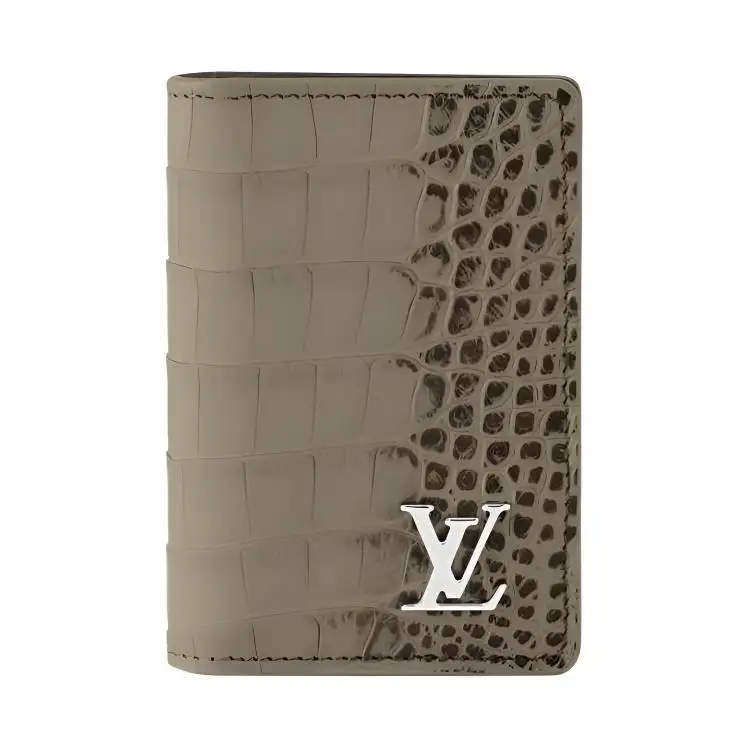 LOUIS VUITTON Crocodile Leather Wallet Men's Olive Green