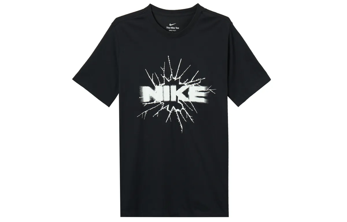 Nike T-Shirts Men's Black Crew Neck Moderate Straight Fit