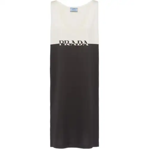 PRADA Sleeveless Dress Women's Black White