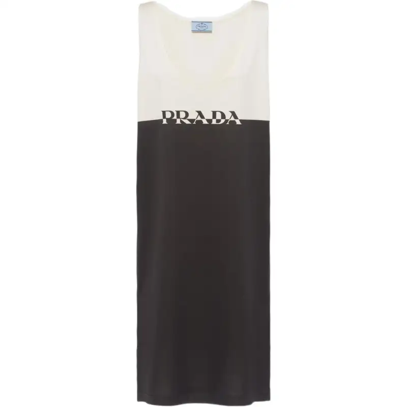 PRADA Sleeveless Dress Women's Black White