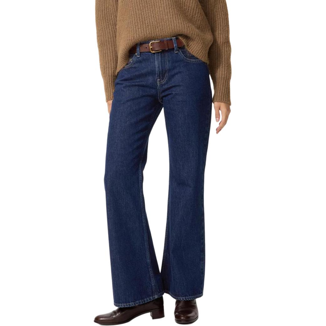 Женские штаны UNIQLO Washed Flare Jeans (синие)