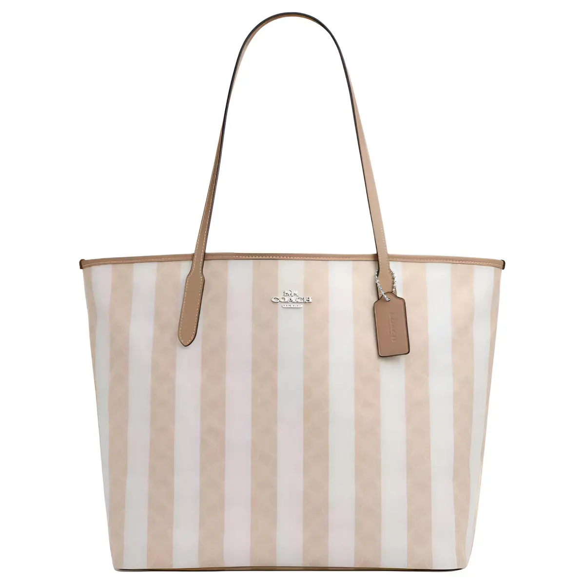COACH CitySignature Coated Canvas Tote Bag, Shoulder Bag Large Women's Sand & Brown & Umber