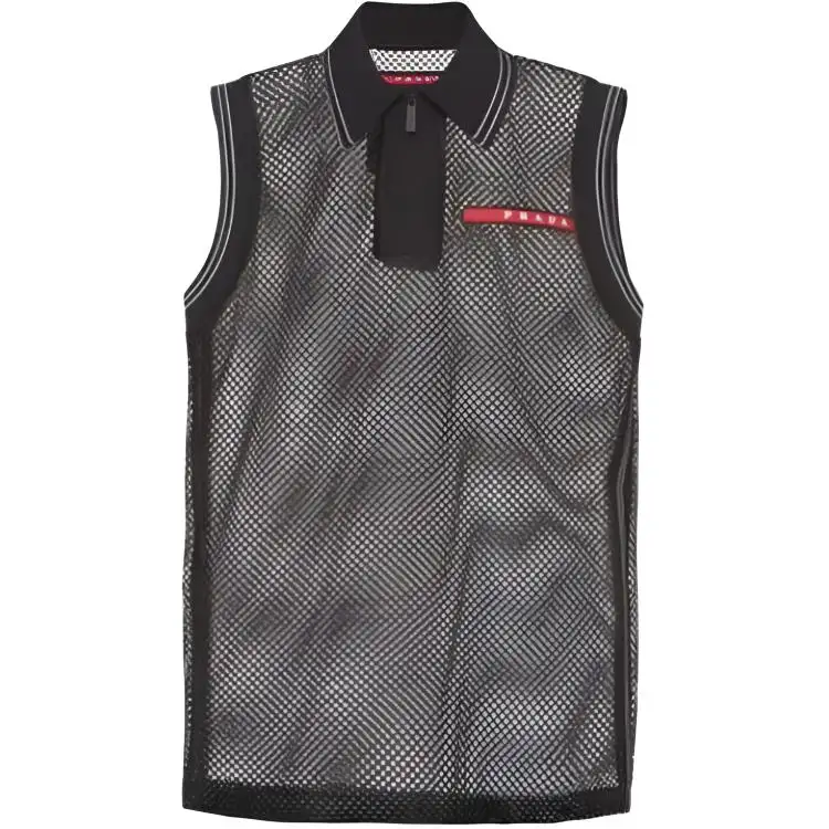 PRADA Tank Tops Women's Black Lapel Moderate Straight Fit