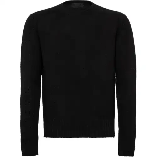 PRADA Sweaters Men's Black Crew Neck Moderate Other