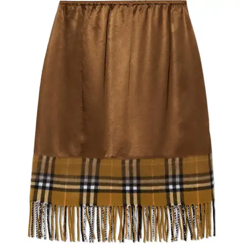 Burberry Checked Fringed Edge Skirt