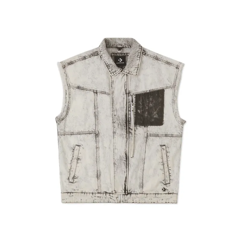 Converse Vests Unisex Brown Lapel Moderate Denim
