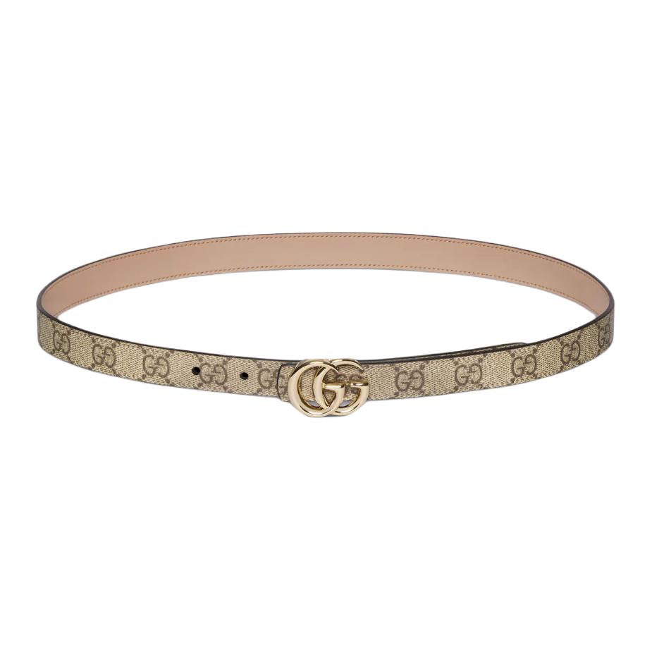 Женский ремень Gucci GG Marmont (коричнево-бежевый)