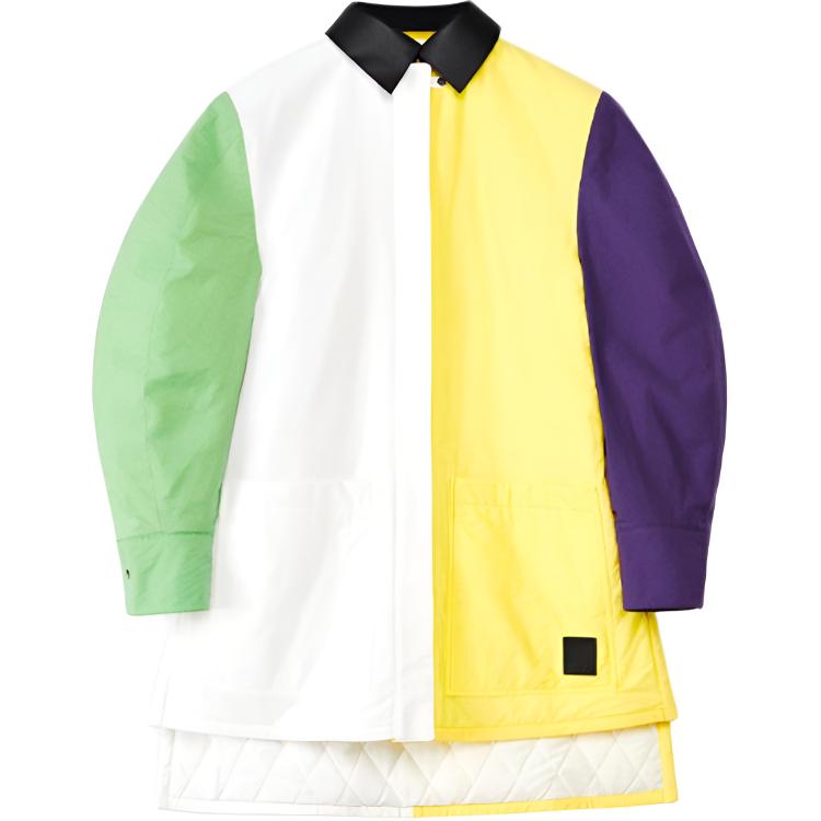 LOEWE Loewe FW21 detachable calfskin collar loose cotton padded long-sleeved shirt for women colorblocked